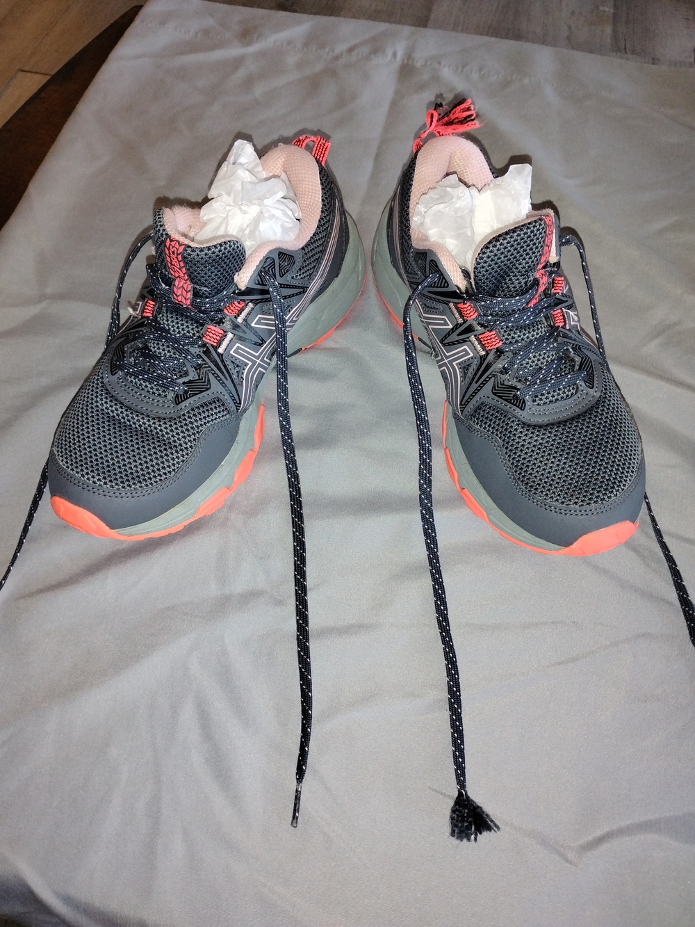 Asics Gray and Coral Women's Trail Running Sneakers